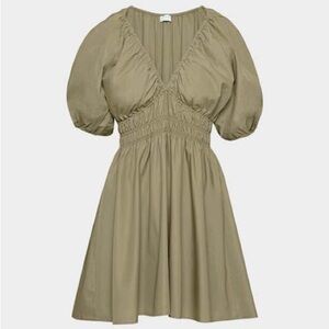 Wilfred Mason poplin dress - Stylish Olive Green Puff Sleeve Dress